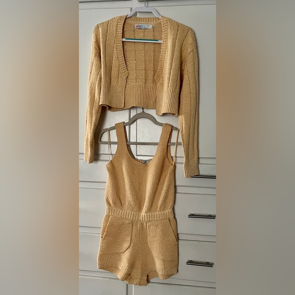 Free People Beach Declan romper and jacket in yellow ONLY size small - Picture 7 of 16